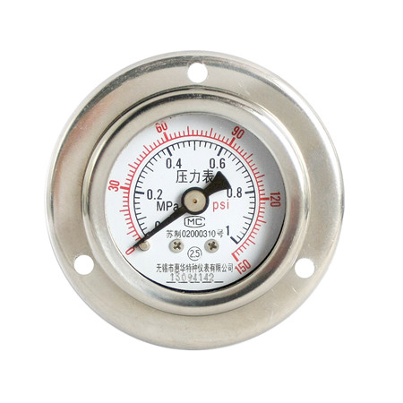 YNBF-40Ⅲ轴向带边不锈钢耐震压力表 YNBF-40Ⅲ轴向带边不锈钢耐震压力表